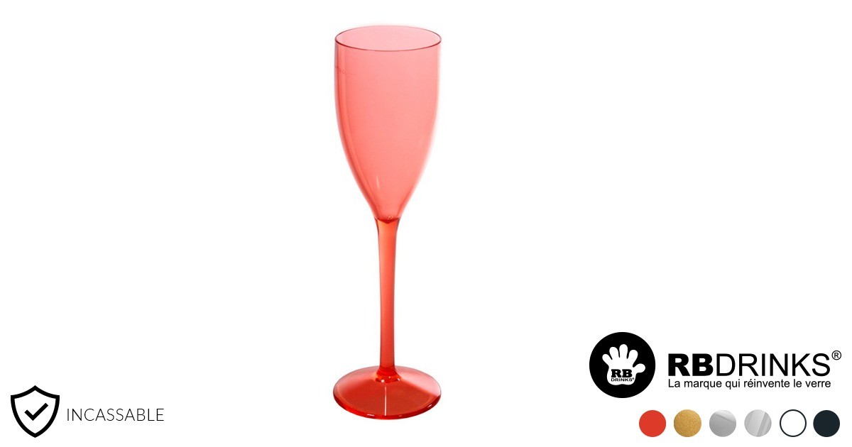 Flûte à champagne rouge incassable et personnalisable RBDRINKS®
