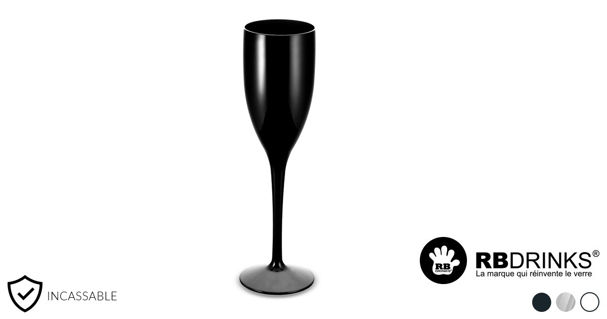 Flûte à champagne noire incassable et personnalisable RBDRINKS®